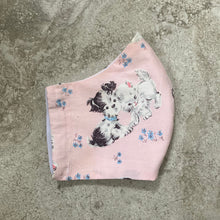 Load image into Gallery viewer, 1950s Vintage Kitsch Puppies and Kittens Pink Face Mask