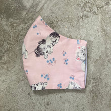 Load image into Gallery viewer, 1950s Vintage Kitsch Puppies and Kittens Pink Face Mask