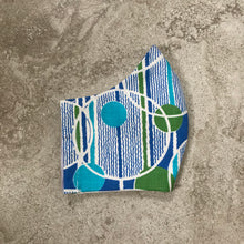 Load image into Gallery viewer, 1960s Blue Green Bubble Print Cotton Face Mask
