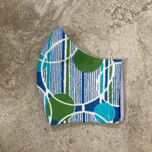 Load image into Gallery viewer, 1960s Blue Green Bubble Print Cotton Face Mask