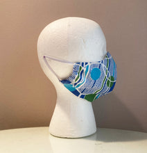 Load image into Gallery viewer, 1960s Blue Green Bubble Print Cotton Face Mask