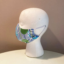 Load image into Gallery viewer, 1960s Blue Green Bubble Print Cotton Face Mask