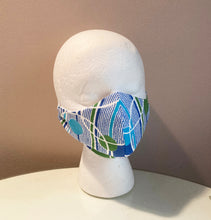 Load image into Gallery viewer, 1960s Blue Green Bubble Print Cotton Face Mask