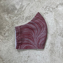 Load image into Gallery viewer, Maroon Gunmetal Metallic Swirl Print Face Mask