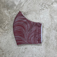 Load image into Gallery viewer, Maroon Gunmetal Metallic Swirl Print Face Mask