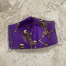 Load image into Gallery viewer, Purple Dancing Skeleton Print Face Mask