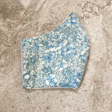 Load image into Gallery viewer, 1960s Vintage Pale Blue Floral Print Face Mask