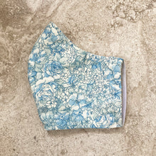 Load image into Gallery viewer, 1960s Vintage Pale Blue Floral Print Face Mask