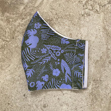 Load image into Gallery viewer, Periwinkle Tropical Leaf Print Face Mask