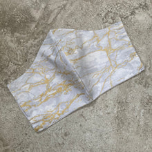 Load image into Gallery viewer, Grey and Gold Glitter Marble Print Face Mask
