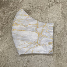 Load image into Gallery viewer, Grey and Gold Glitter Marble Print Face Mask