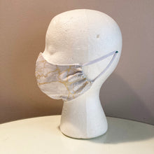 Load image into Gallery viewer, Grey and Gold Glitter Marble Print Face Mask