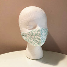 Load image into Gallery viewer, 1960s Sea Foam Green Floral Print Face Mask