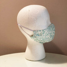 Load image into Gallery viewer, 1960s Sea Foam Green Floral Print Face Mask