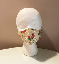 Load image into Gallery viewer, 1970s Vintage Tan Floral Polka Dot Print Face Mask