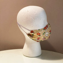 Load image into Gallery viewer, 1970s Vintage Tan Floral Polka Dot Print Face Mask