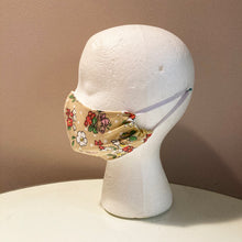 Load image into Gallery viewer, 1970s Vintage Tan Floral Polka Dot Print Face Mask