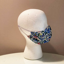Load image into Gallery viewer, 1960s Vintage Blue Floral Print Face Mask