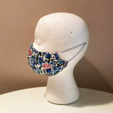 Load image into Gallery viewer, 1960s Vintage Blue Floral Print Face Mask
