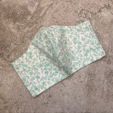 Load image into Gallery viewer, 1960s Sea Foam Green Floral Print Face Mask