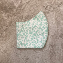 Load image into Gallery viewer, 1960s Sea Foam Green Floral Print Face Mask