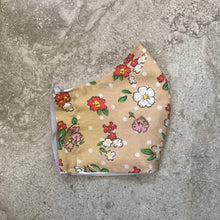 Load image into Gallery viewer, 1970s Vintage Tan Floral Polka Dot Print Face Mask