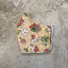Load image into Gallery viewer, 1970s Vintage Tan Floral Polka Dot Print Face Mask