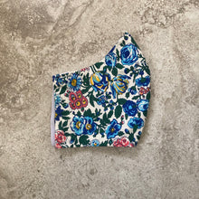 Load image into Gallery viewer, 1960s Vintage Blue Floral Print Face Mask