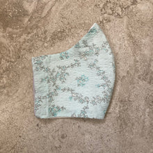 Load image into Gallery viewer, 1960s Vintage Blue Floral Seersucker Face Mask
