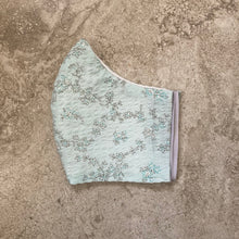 Load image into Gallery viewer, 1960s Vintage Blue Floral Seersucker Face Mask