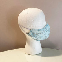 Load image into Gallery viewer, 1960s Vintage Blue Floral Seersucker Face Mask