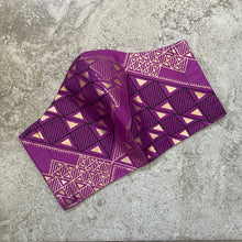 Load image into Gallery viewer, Purple Ankara Tribal Print Black & Gold Geometric Face Mask