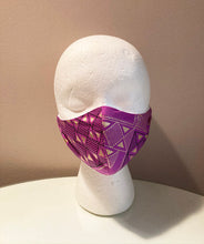 Load image into Gallery viewer, Purple Ankara Tribal Print Black & Gold Geometric Face Mask