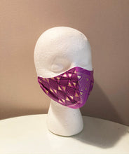 Load image into Gallery viewer, Purple Ankara Tribal Print Black & Gold Geometric Face Mask
