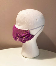Load image into Gallery viewer, Purple Ankara Tribal Print Black & Gold Geometric Face Mask