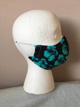 Load image into Gallery viewer, Black and Green Floral Face Mask