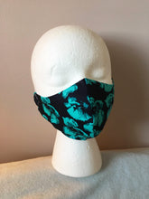 Load image into Gallery viewer, Black and Green Floral Face Mask