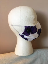 Load image into Gallery viewer, Purple and White Abstract Floral Print Face Mask
