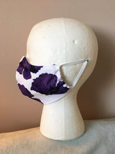 Load image into Gallery viewer, Purple and White Abstract Floral Print Face Mask