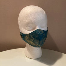 Load image into Gallery viewer, Dark Teal and Gold Airbrush Face Mask
