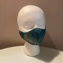 Load image into Gallery viewer, Dark Teal and Gold Airbrush Face Mask