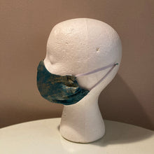 Load image into Gallery viewer, Dark Teal and Gold Airbrush Face Mask
