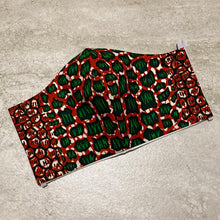 Load image into Gallery viewer, Red & Green African Ankara Face Mask