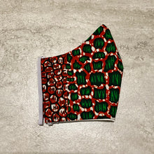 Load image into Gallery viewer, Red & Green African Ankara Face Mask