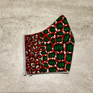 Red & Green African Ankara Face Mask