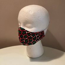 Load image into Gallery viewer, Red &amp; Green African Ankara Face Mask
