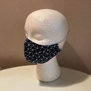 1930s Vintage Navy and White Tiny Floral Face Mask