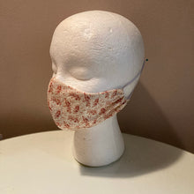 Load image into Gallery viewer, 1940s Vintage Cream &amp; Red Tiny Floral Face Mask
