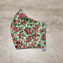 Load image into Gallery viewer, 1950s Vintage Green & Red Rose Face Mask