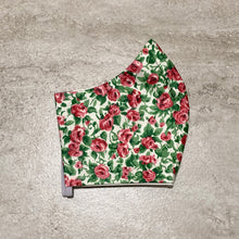 Load image into Gallery viewer, 1950s Vintage Green & Red Rose Face Mask